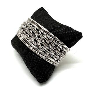 Monet Multi-Chain Silvertone Textured Bracelet